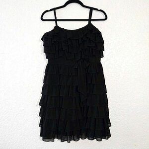 Y2K Juicy Couture Black‎ Pleated Chiffon Ruffle Dress Size 8
